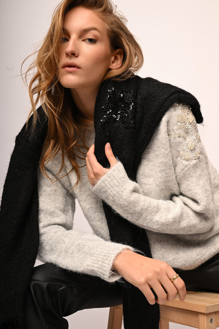 Rhinestone-embellished sweater