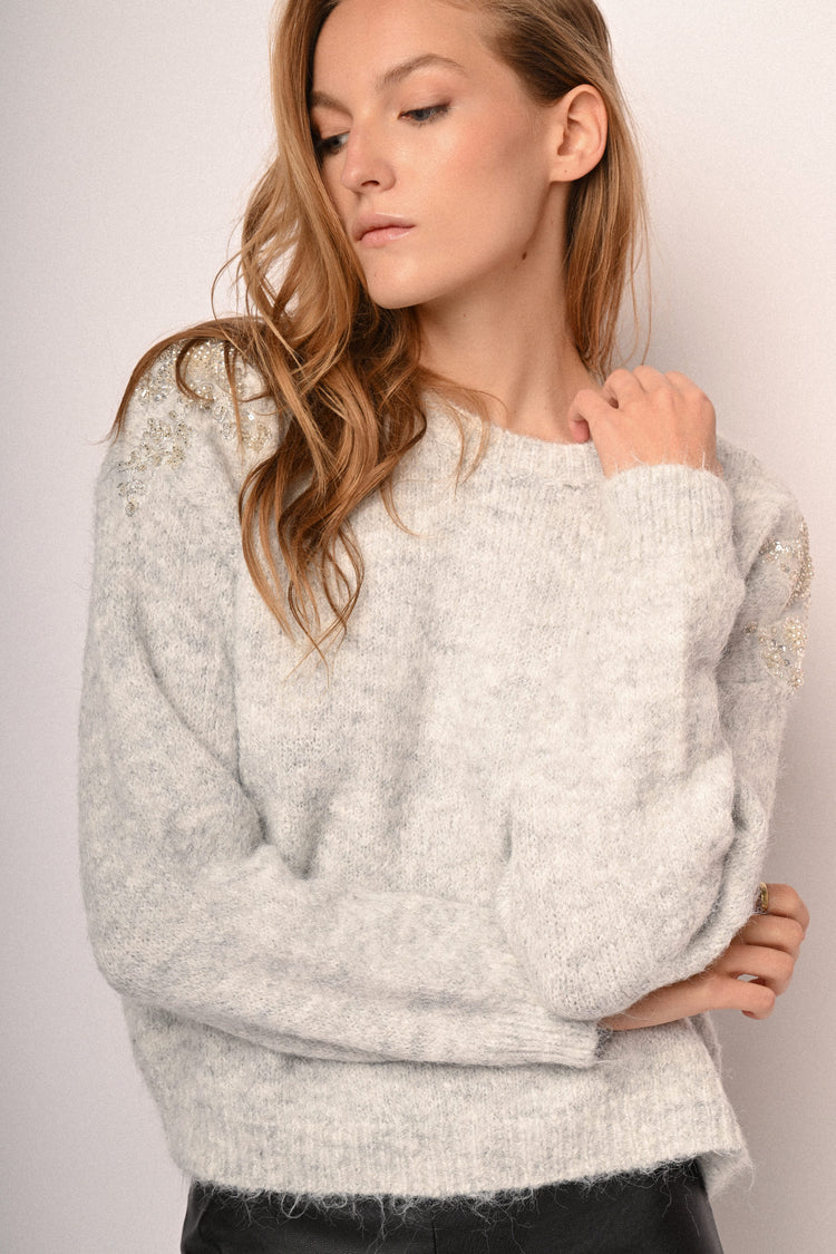 Rhinestone-embellished sweater