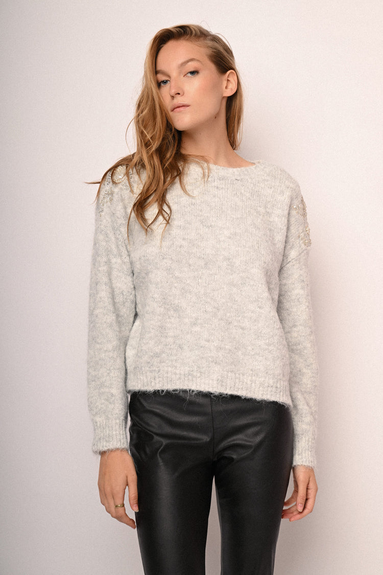 Rhinestone-embellished sweater