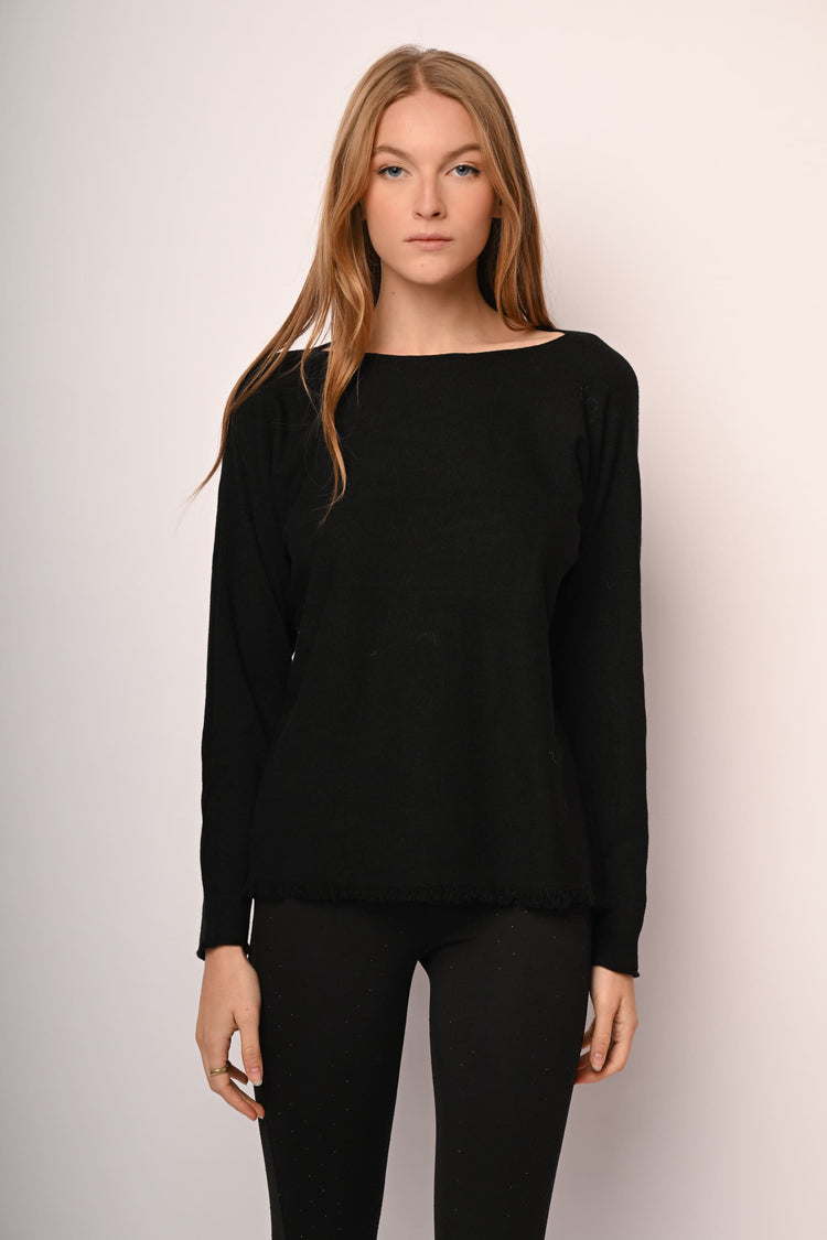 Fringed hem sweater