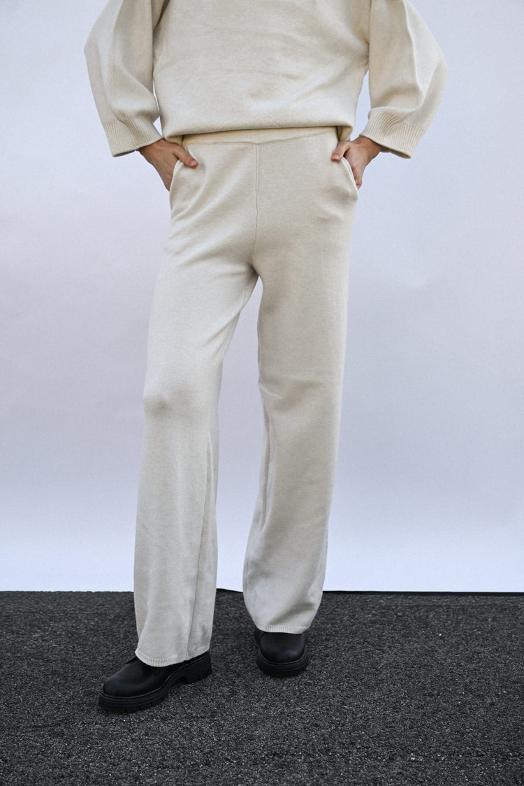 Knit wide-leg trousers