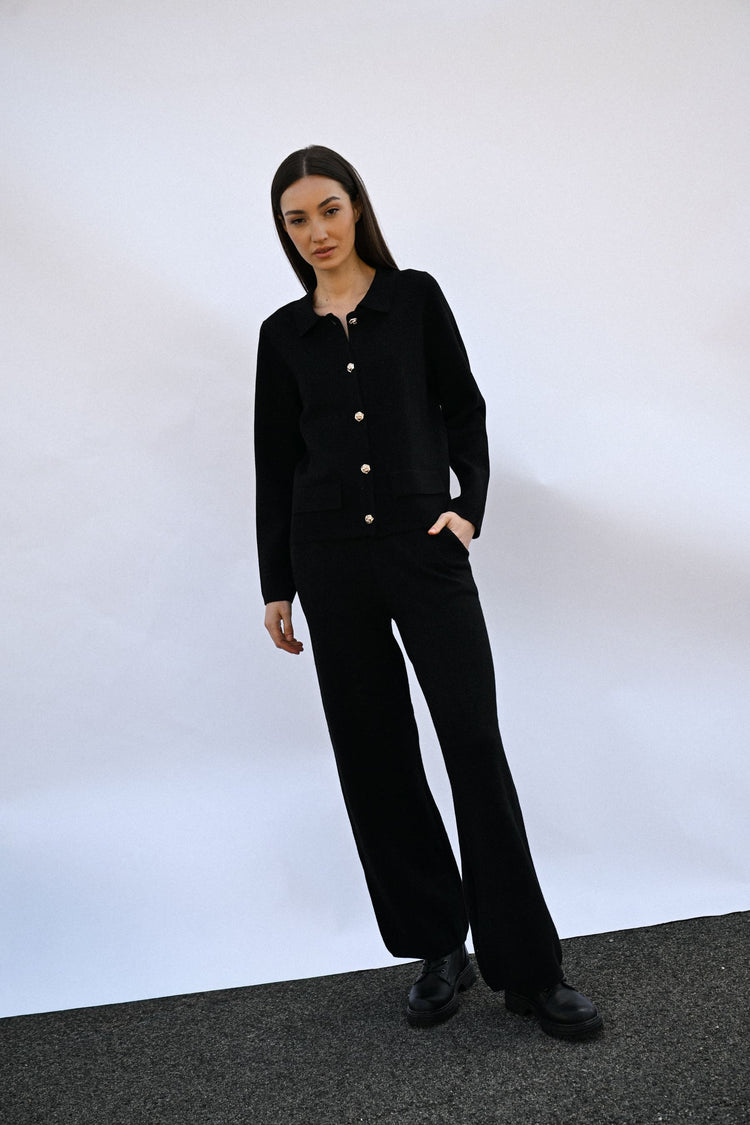 Knit wide-leg trousers