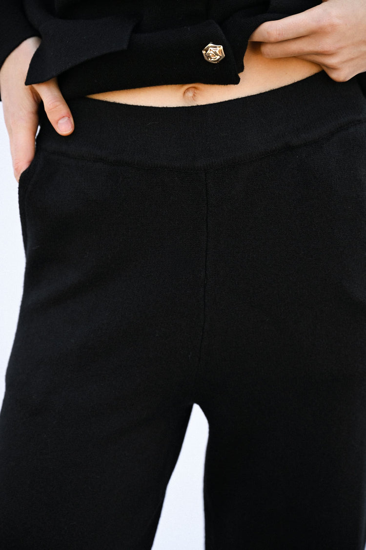 Knit wide-leg trousers