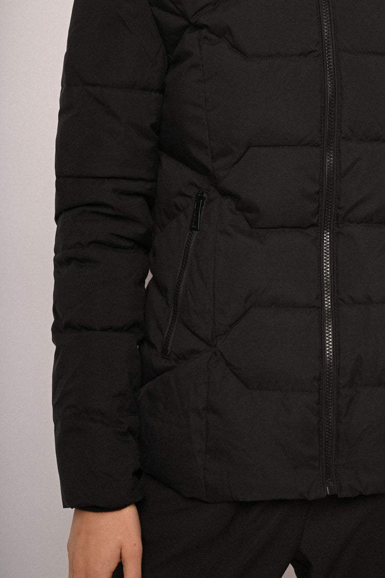 Faux fur hood short down jacket