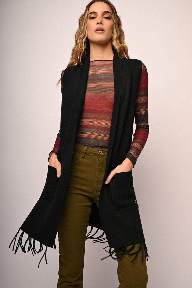 Cardigan smanicato lungo