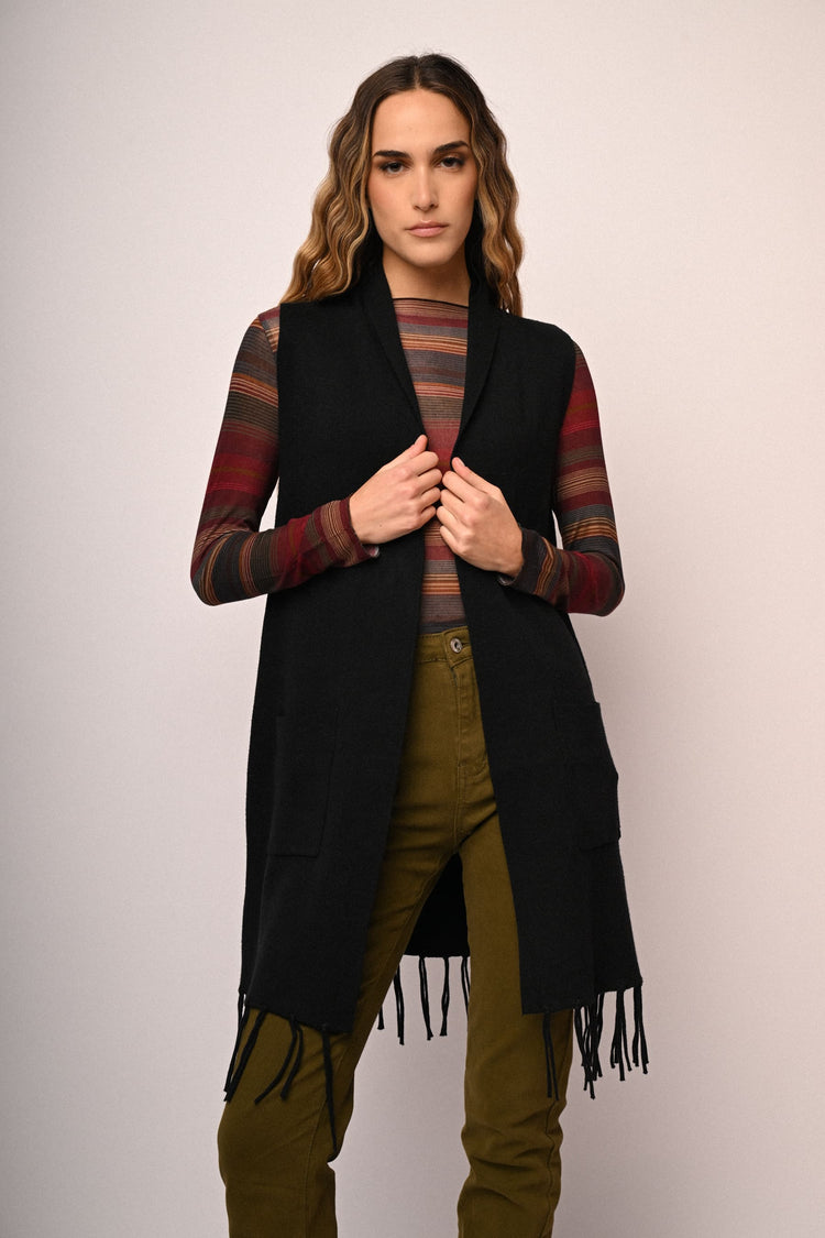 Cardigan smanicato lungo