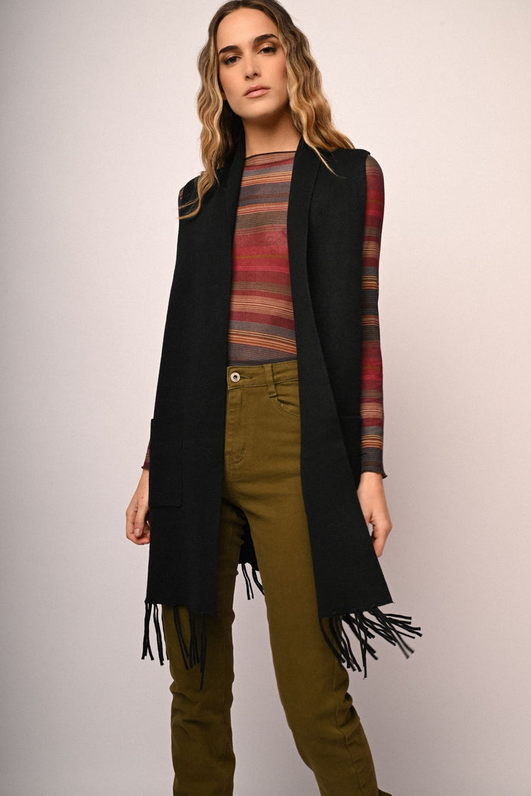 Cardigan smanicato lungo