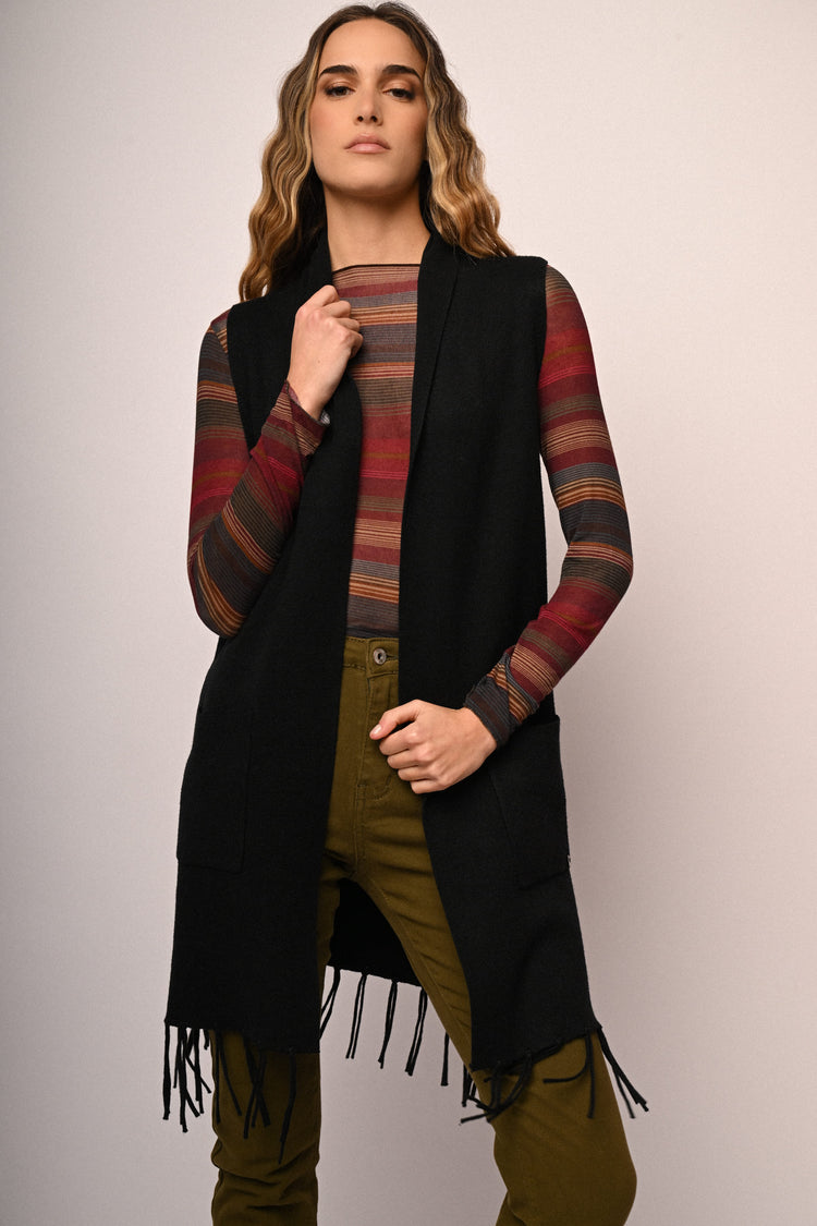 Cardigan smanicato lungo