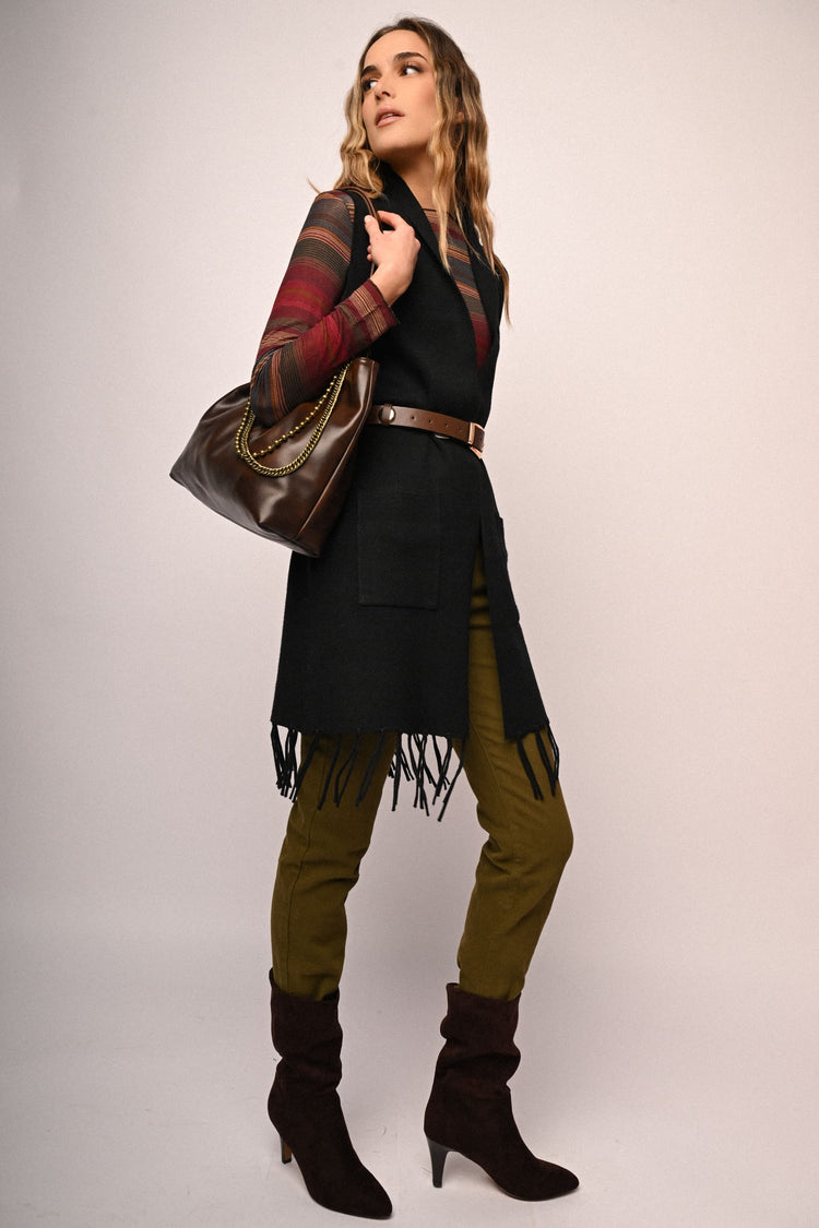 Cardigan smanicato lungo