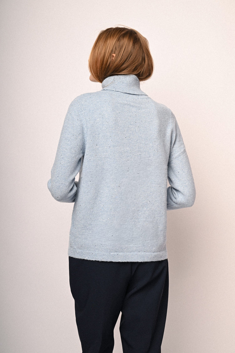 Sequin and jewel buttons turtleneck