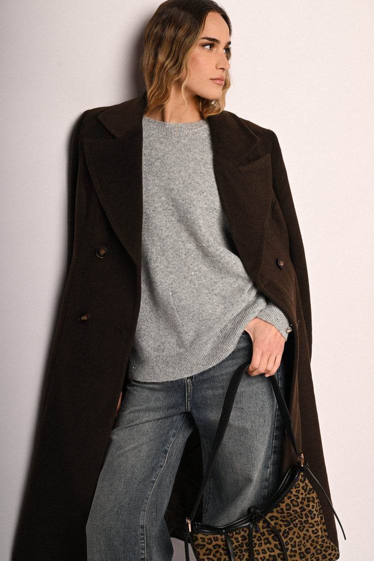 Heart-button and rhinestone sweater