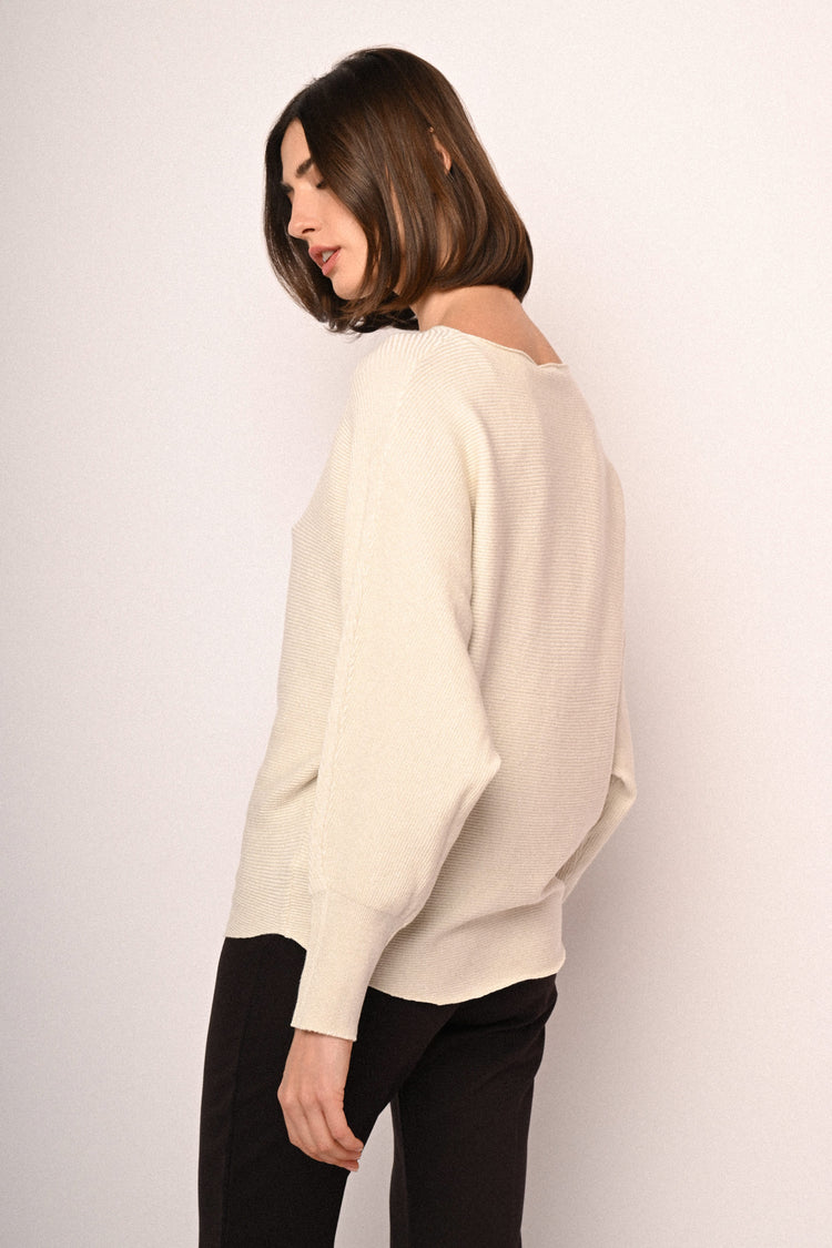 Batwing sleeves lurex knit sweater