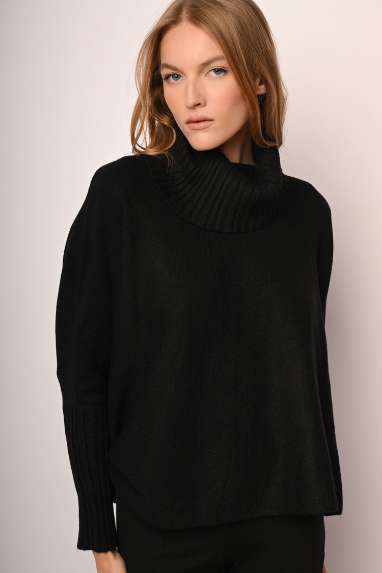 Batwing sleeves oversized turtleneck