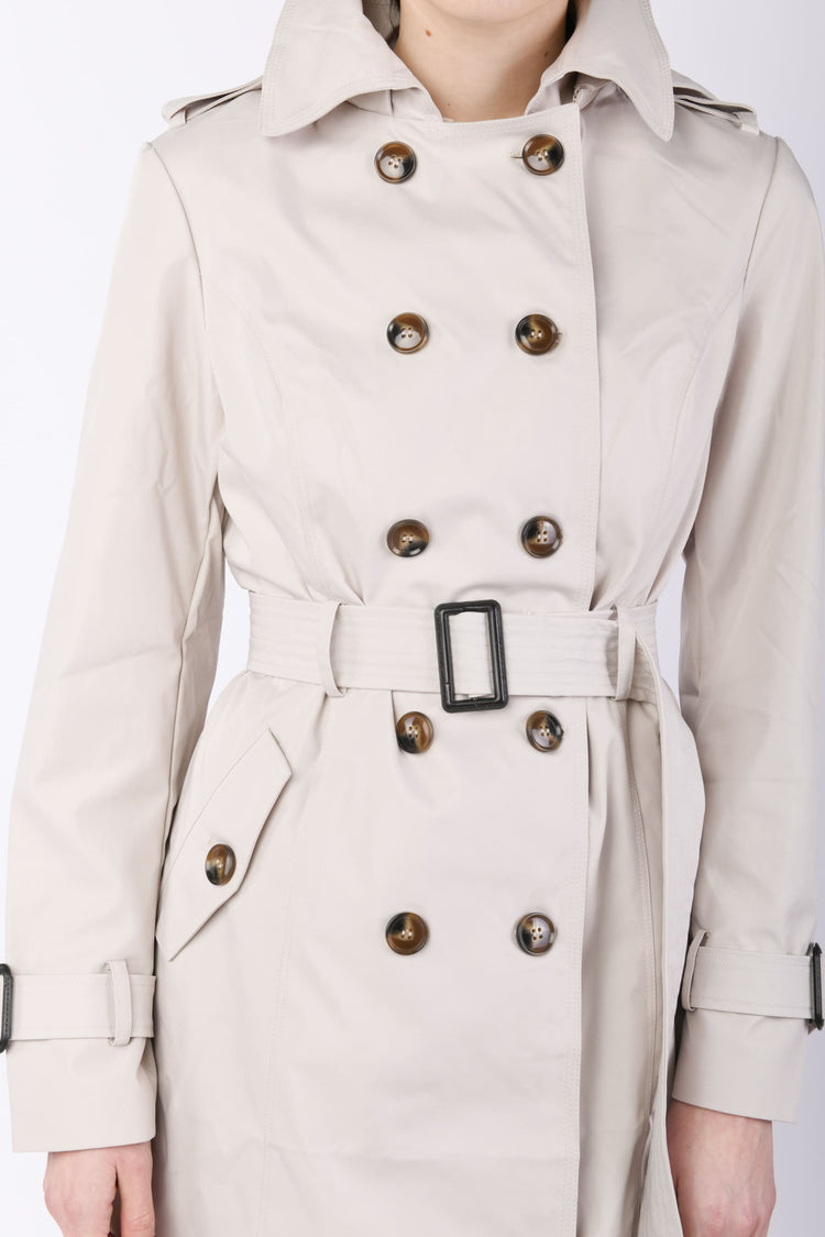 Hooded short trench coat