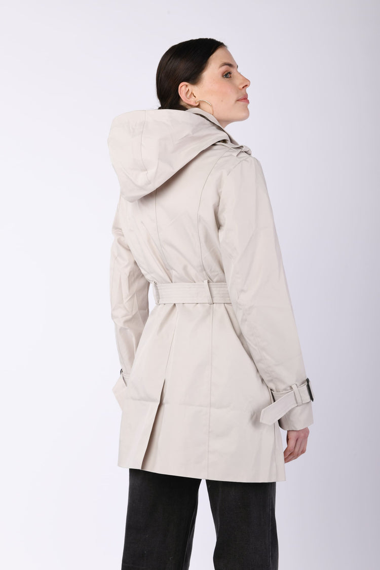 Hooded short trench coat