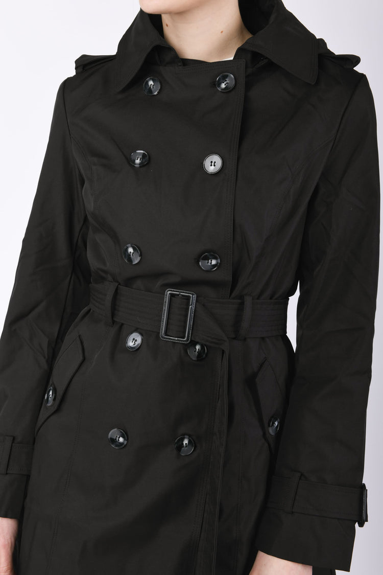 Belted hooded trench coat