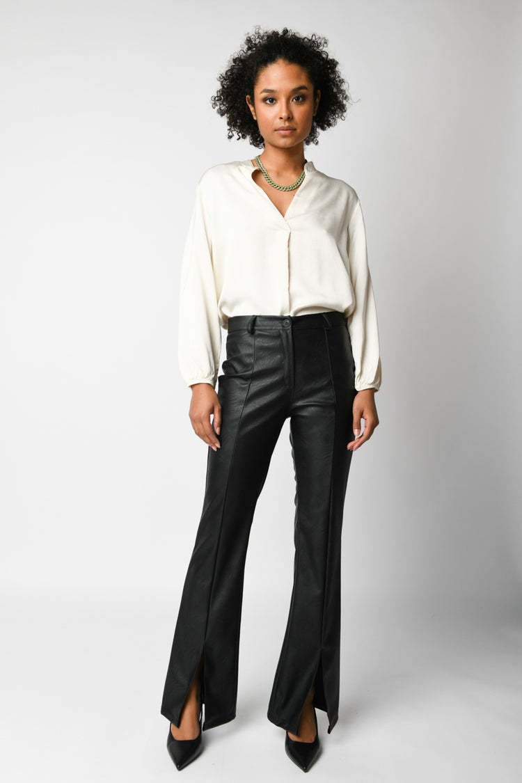 Splits faux leather trousers