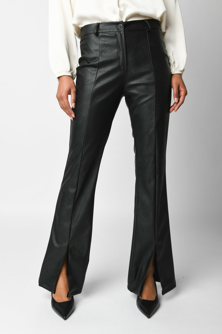 Splits faux leather trousers