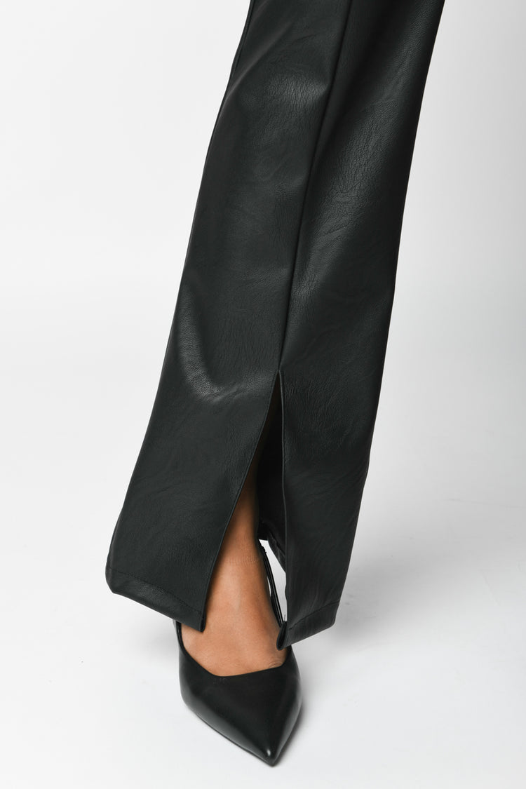 Splits faux leather trousers
