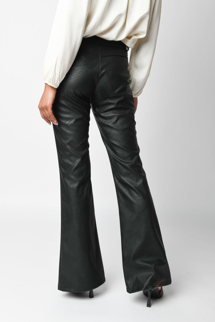 Splits faux leather trousers
