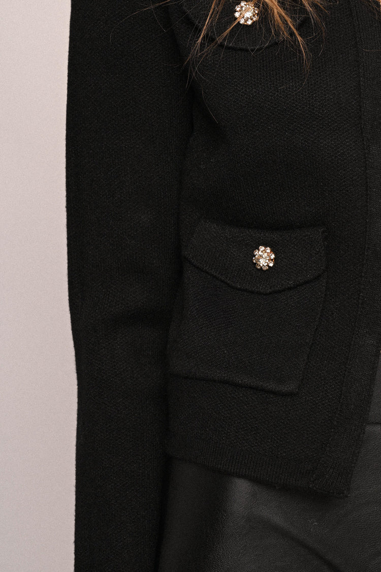Jewel button pocket cardigan
