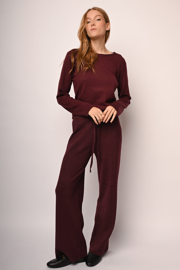 Knit wide-leg trousers
