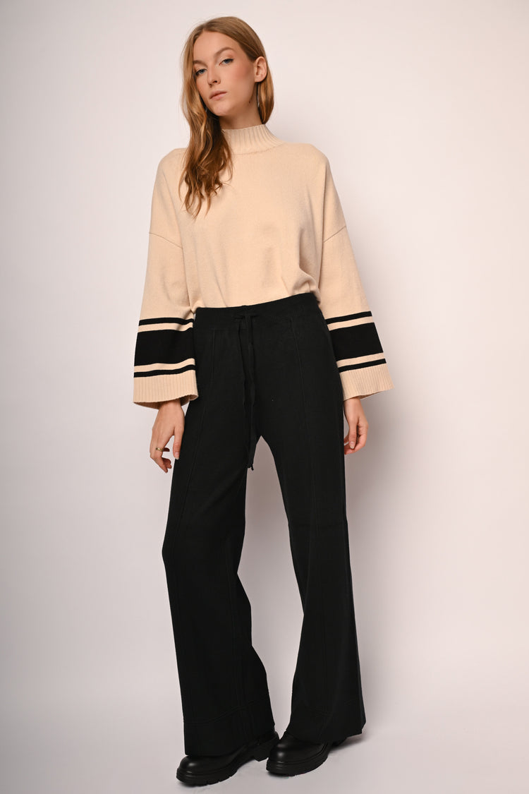 Knit wide-leg trousers