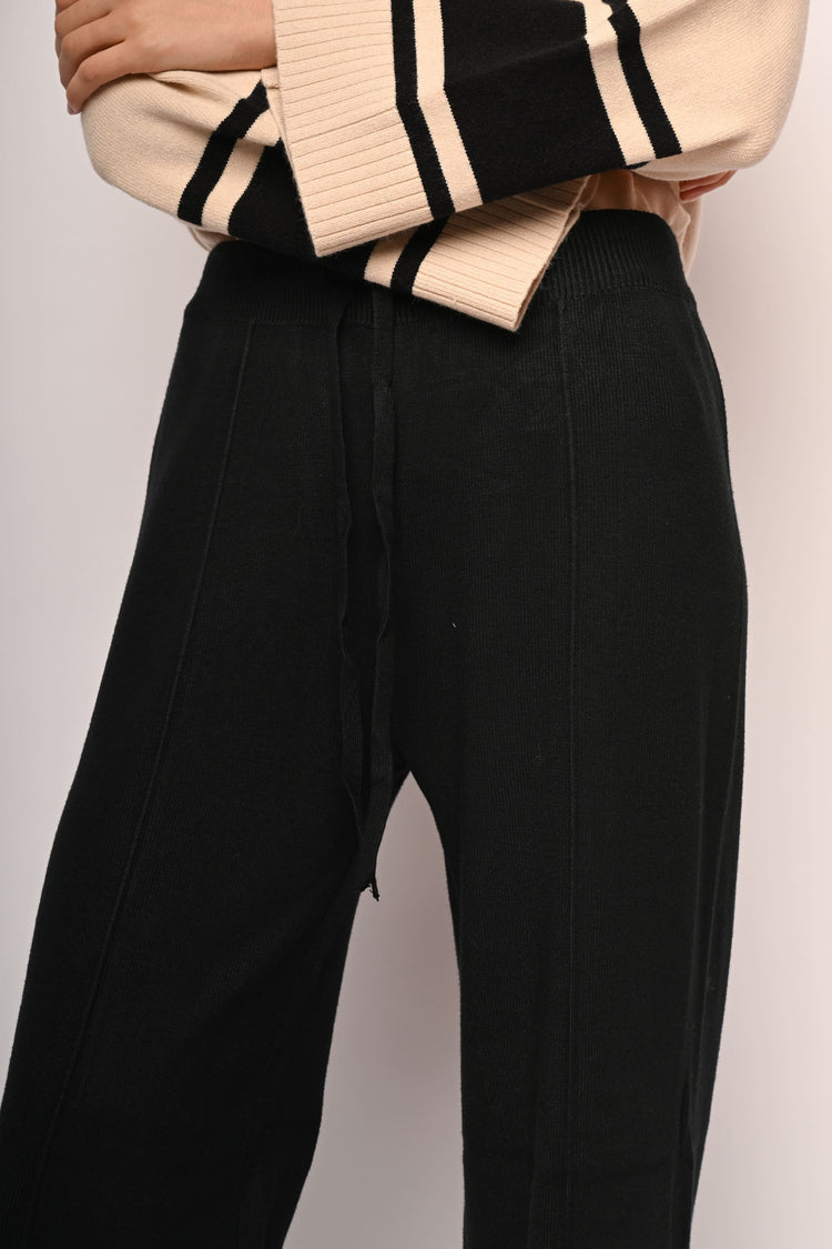 Knit wide-leg trousers