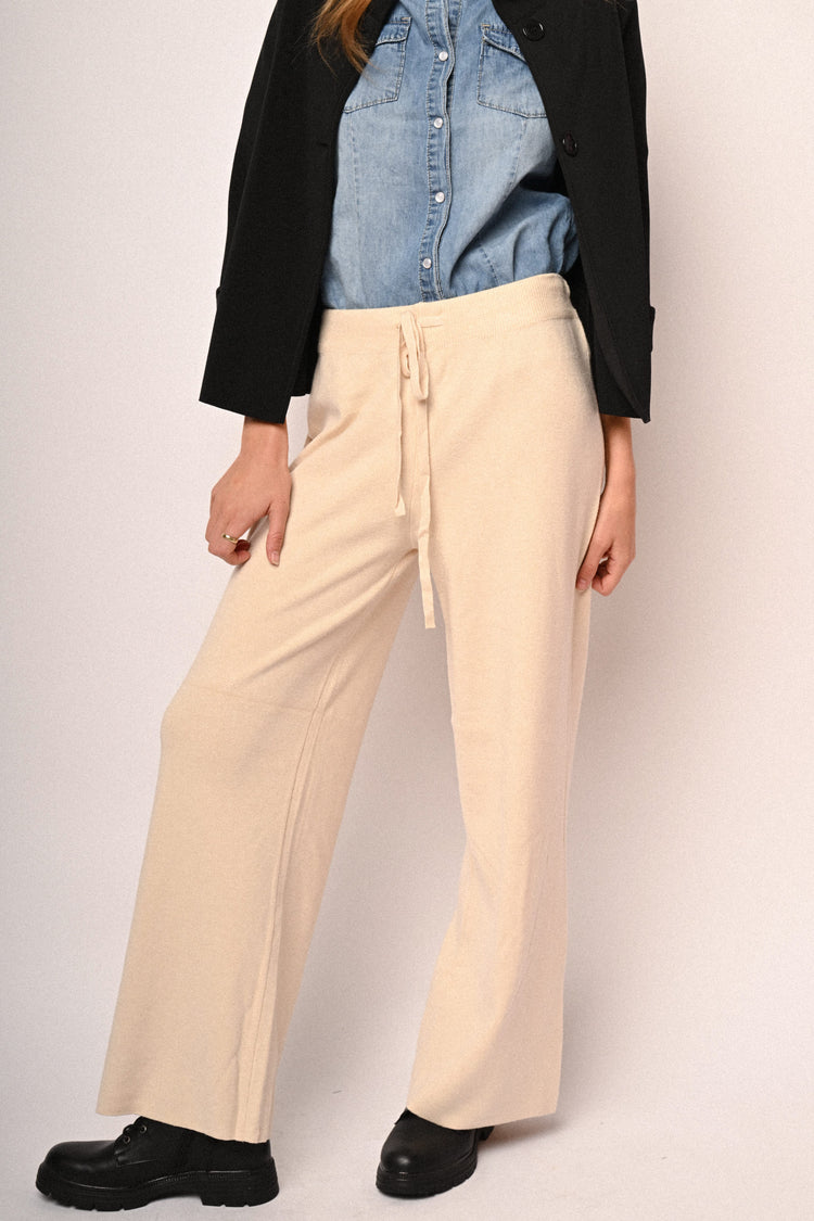 Knit wide-leg trousers