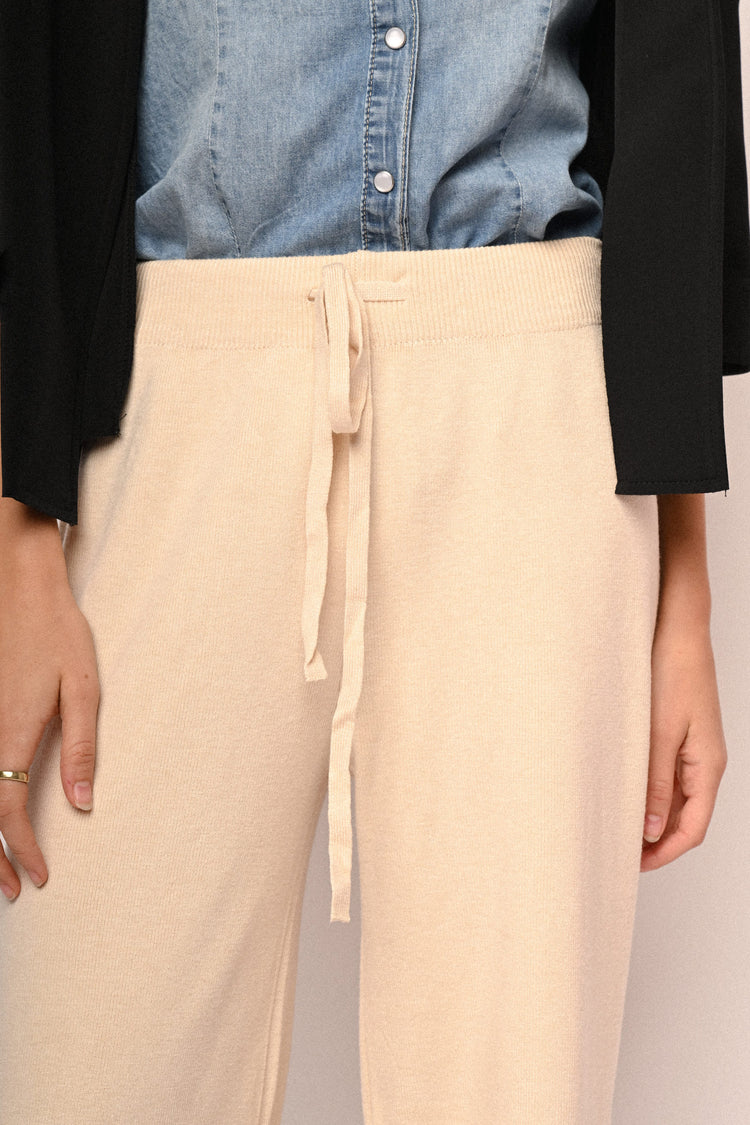 Knit wide-leg trousers