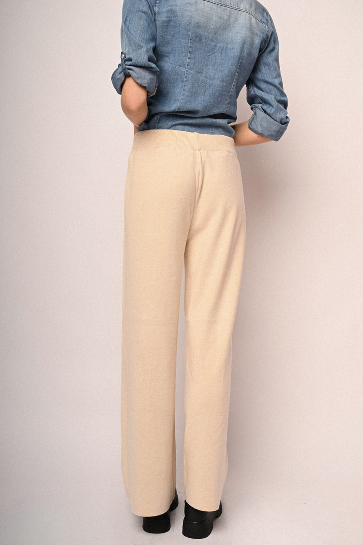 Knit wide-leg trousers