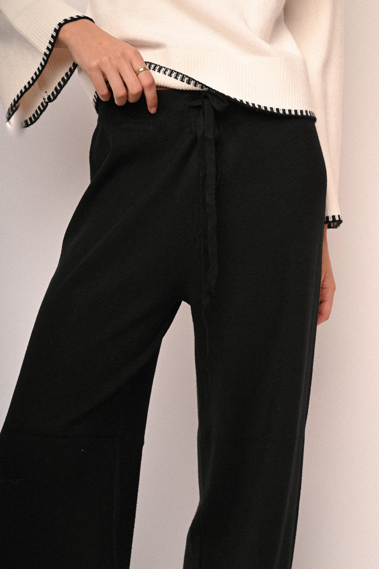 Knit wide-leg trousers