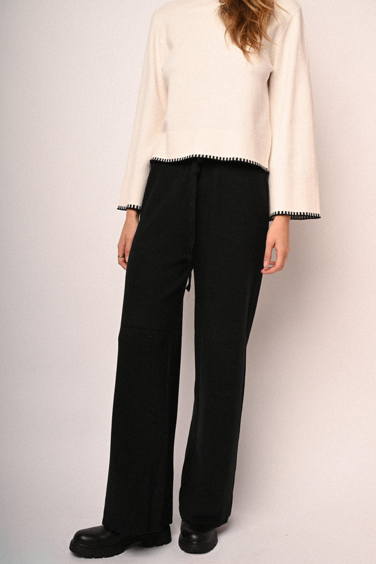 Knit wide-leg trousers