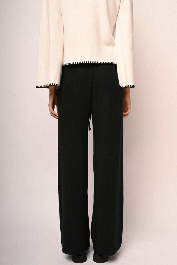 Knit wide-leg trousers