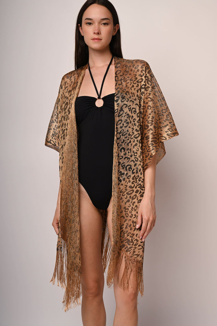 Animalier mesh beach cover-up