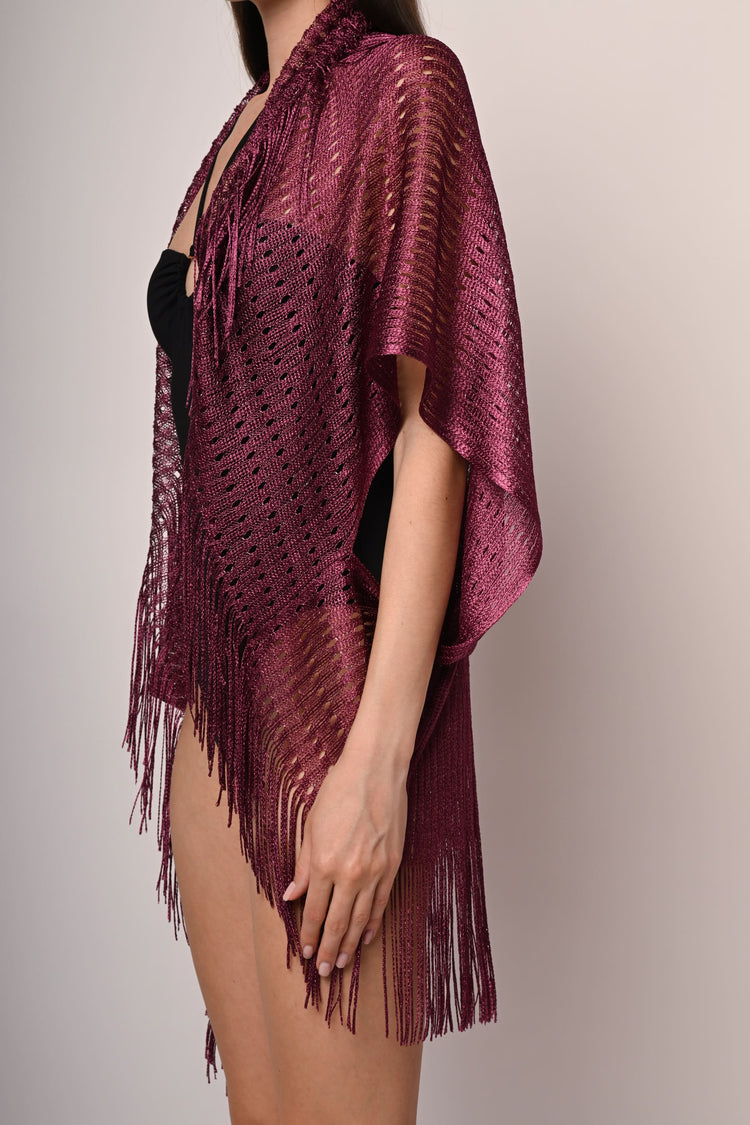 Fringed beach cover-up poncho