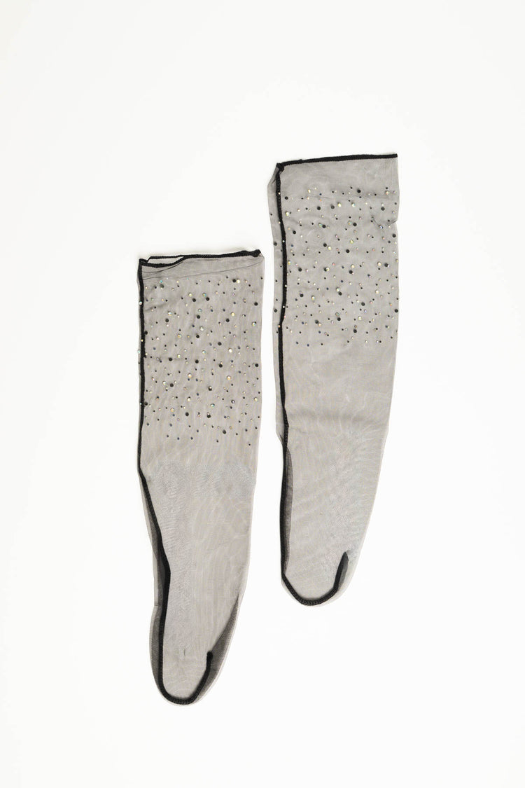 Black fishnet socks with rhinestones