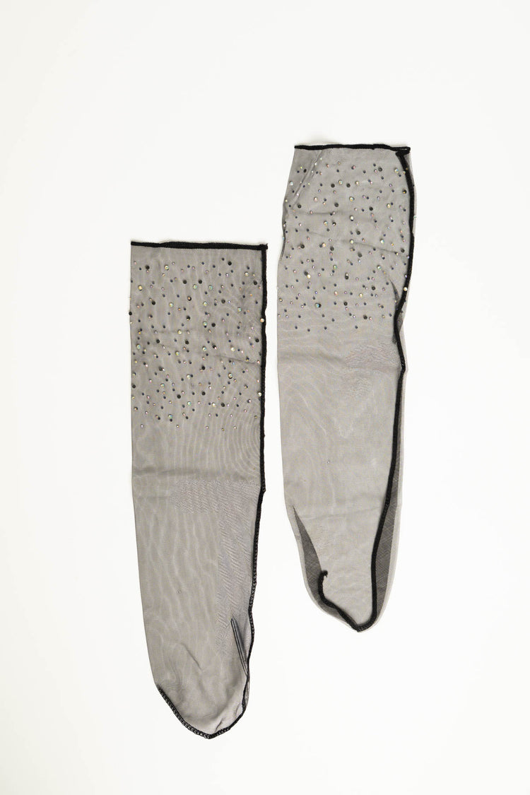 Black fishnet socks with rhinestones