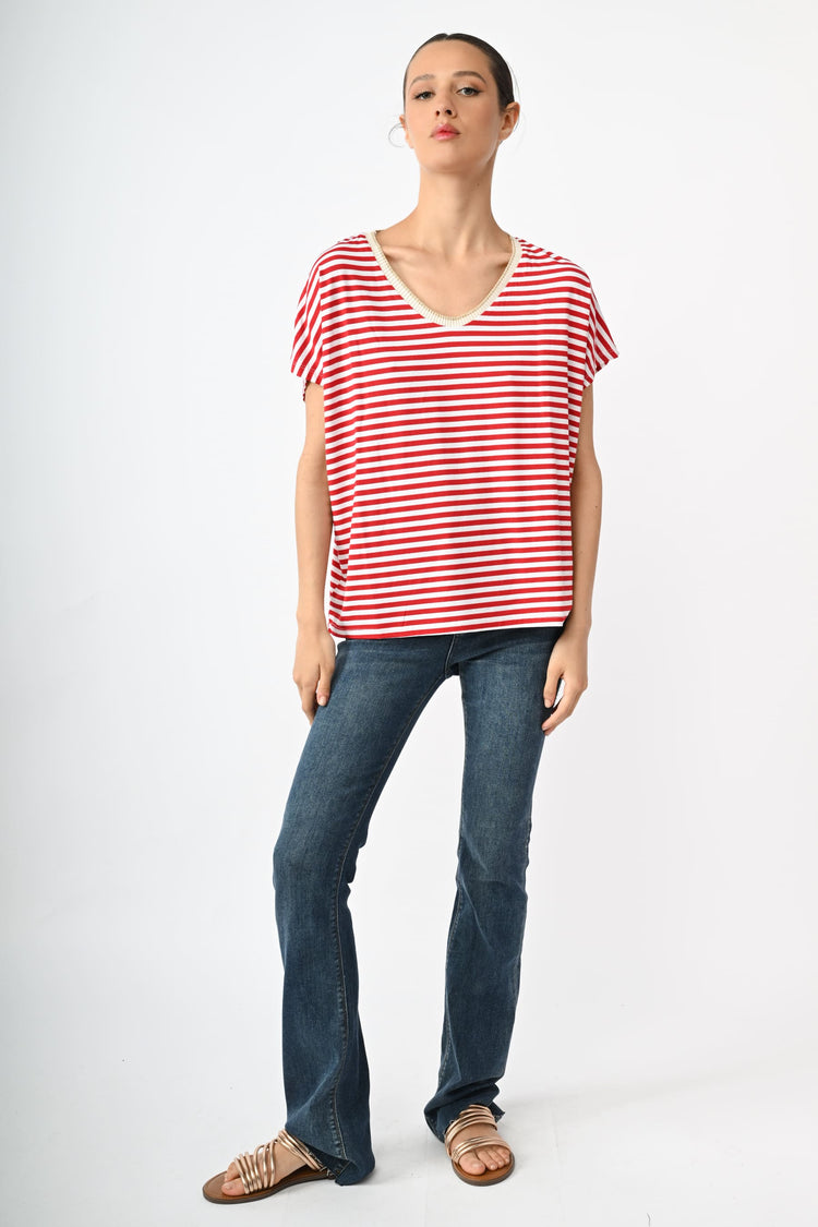 Striped viscose t-shirt