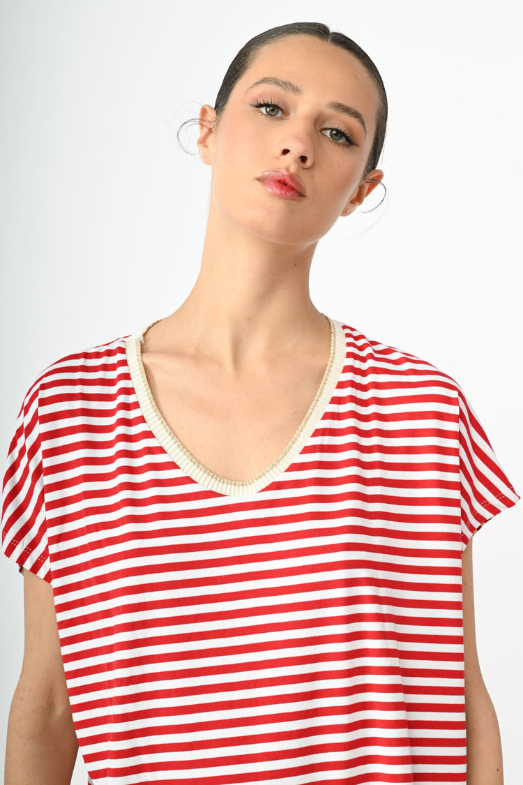 Striped viscose t-shirt