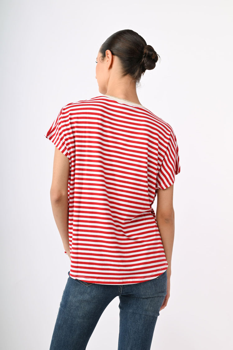 Striped viscose t-shirt