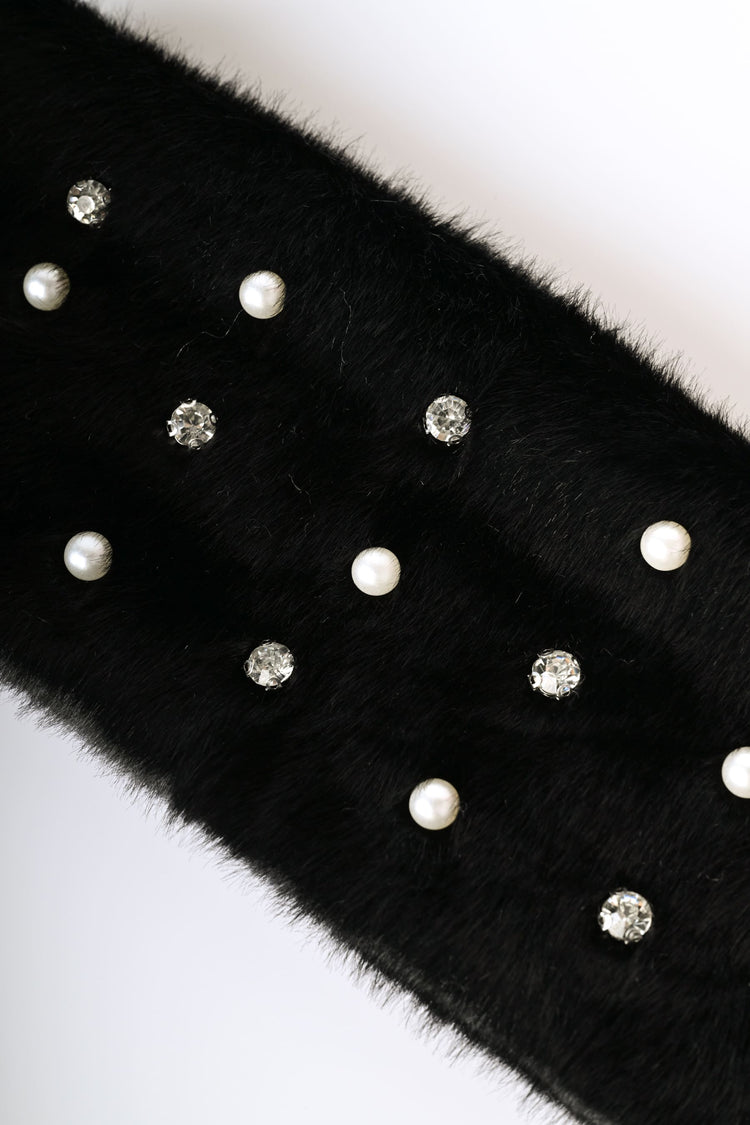 Rhinestone faux fur headband