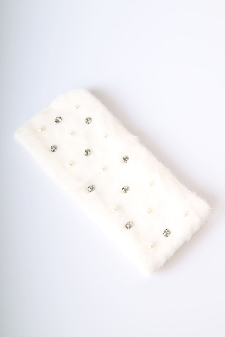 Rhinestone faux fur headband