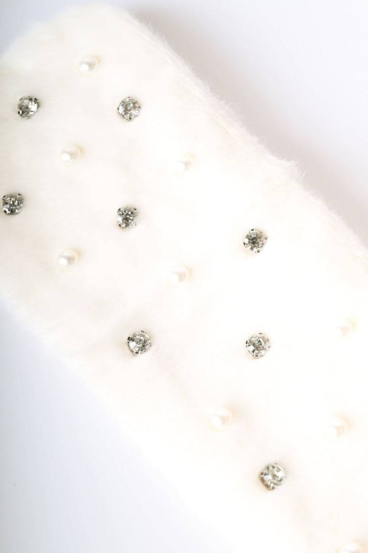 Rhinestone faux fur headband