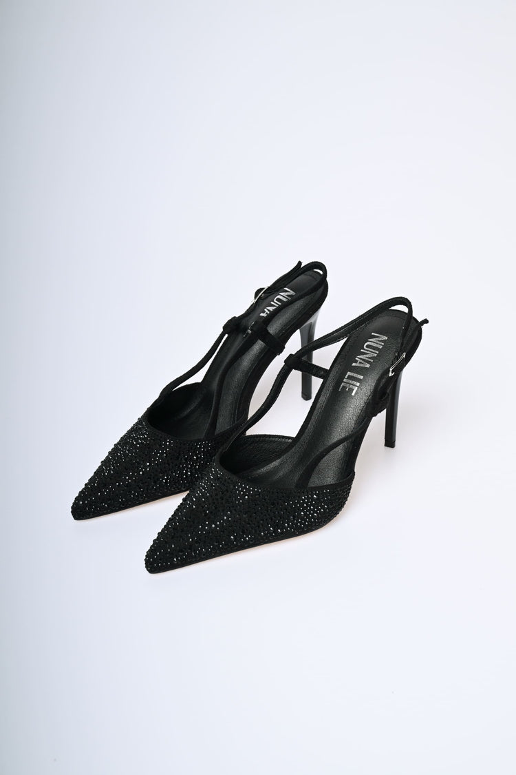 Rhinestone slingback pumps