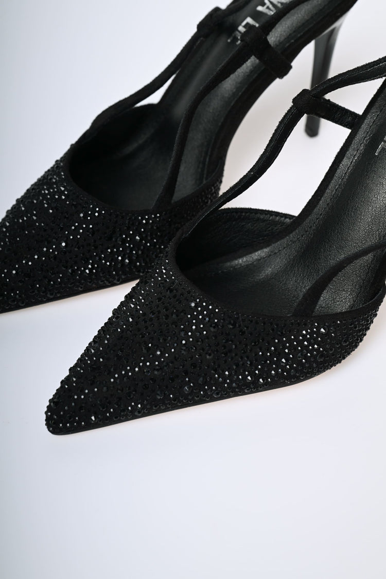 Rhinestone slingback pumps