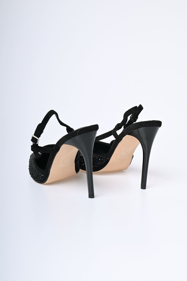 Rhinestone slingback pumps