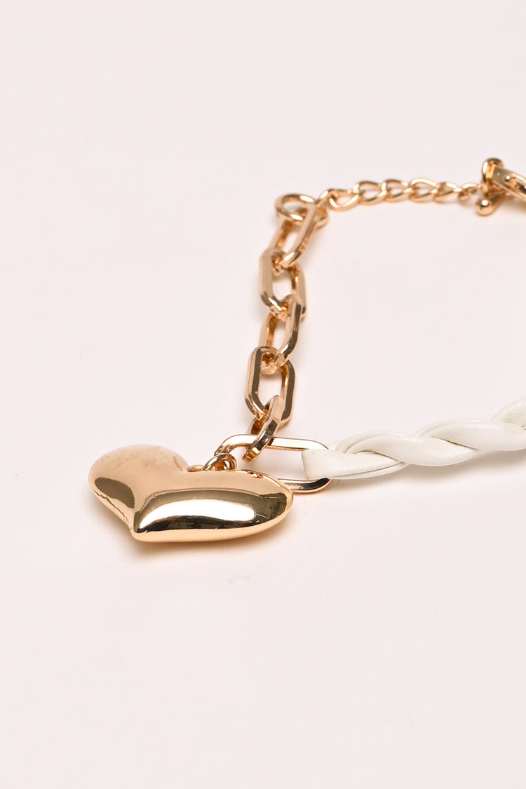 Bracciale catena e tessuto cuore