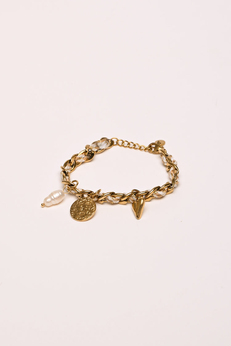 Bracciale catena e tessuto pendenti