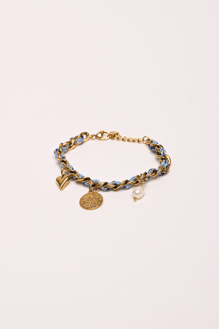 Bracciale catena e tessuto pendenti